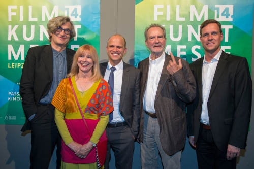 Gilde Filmpreis, Preisträger und Gastgeber: Wim Wenders, Ursula Monn, Christian Bräuer, Edgar Reitz, Felix Bruder (v.l.)